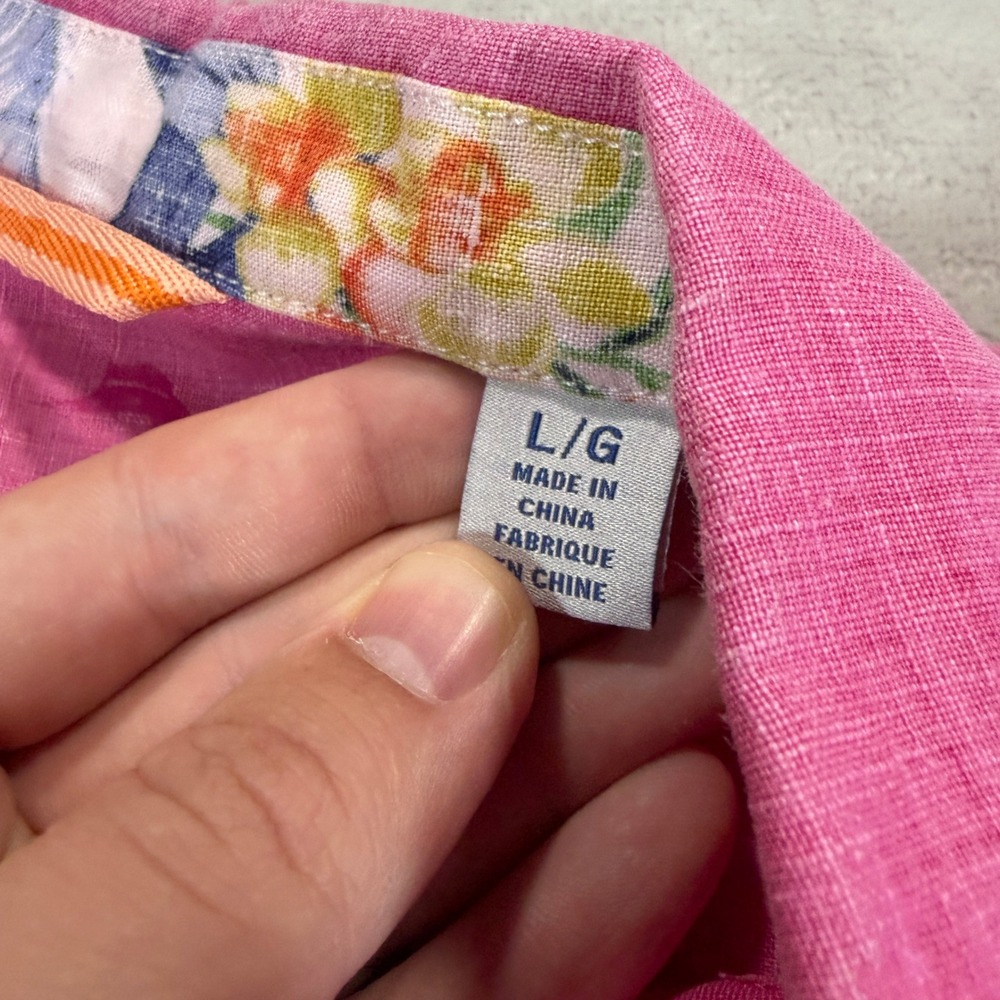 Tommy Bahama Mens Large Pink 100% Linen Short Sleeve Camp Shirt FOS-2 - Picture 4 of 8